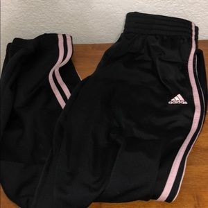 Black with pink detailed Adidas Sweatpants $10